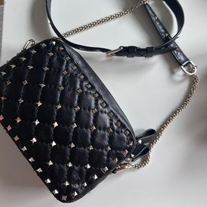 Valentino Rockstud Black Crossbody with Silver Hardware
